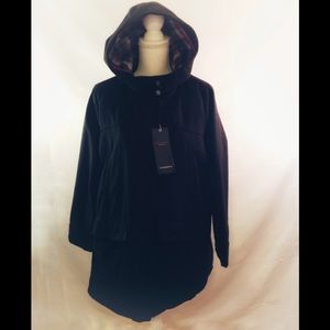 NWT- Black wool  coat w/ hood - 1X